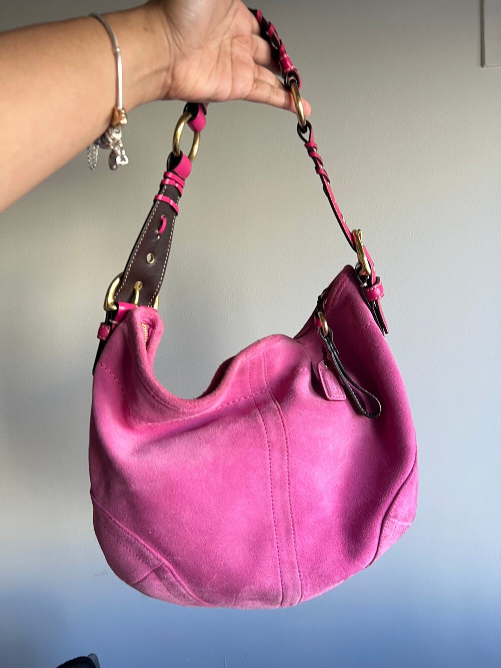 Vintage 2004 Coach Pink Suede Shoulder Bag